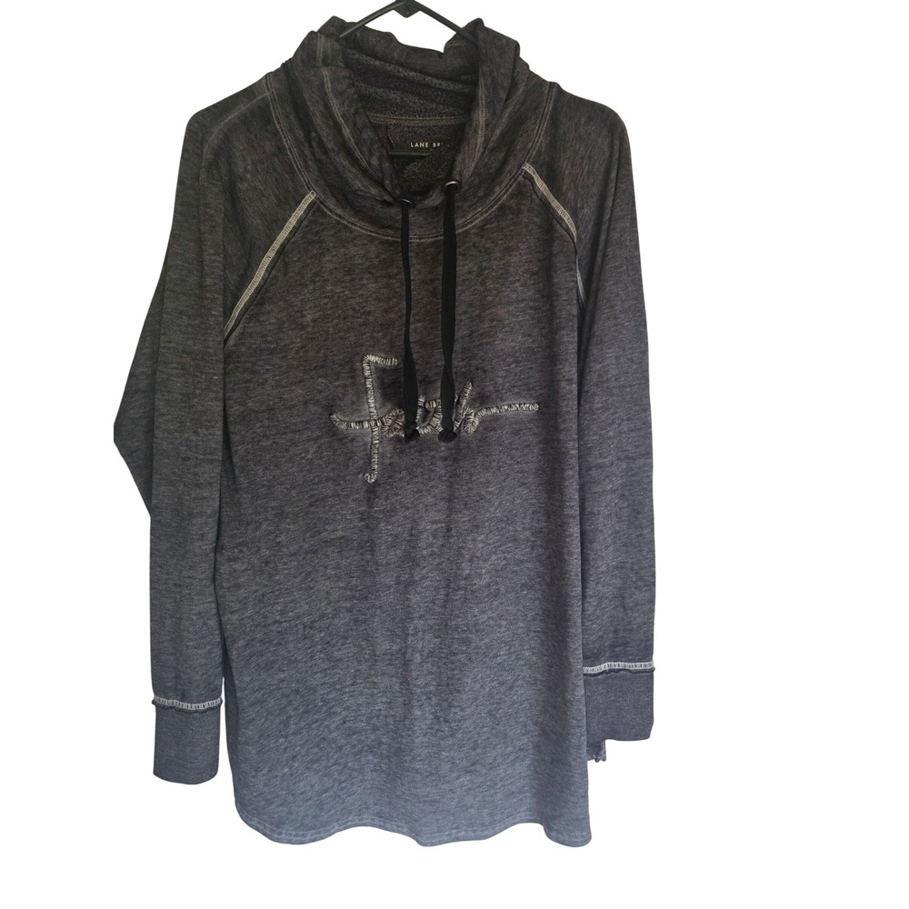 Lane Bryant Womens Gray Faith Embroidered Cowl Neck Sweatshirt Plus Size 18/20